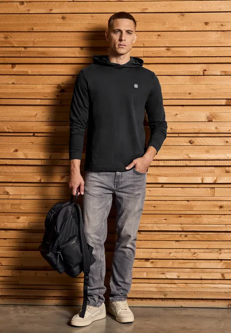 Zacht shirt met capuchon basic black
