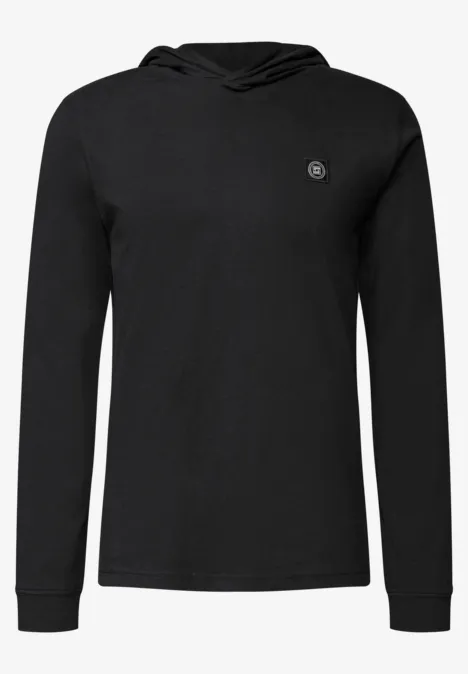 Zacht shirt met capuchon basic black