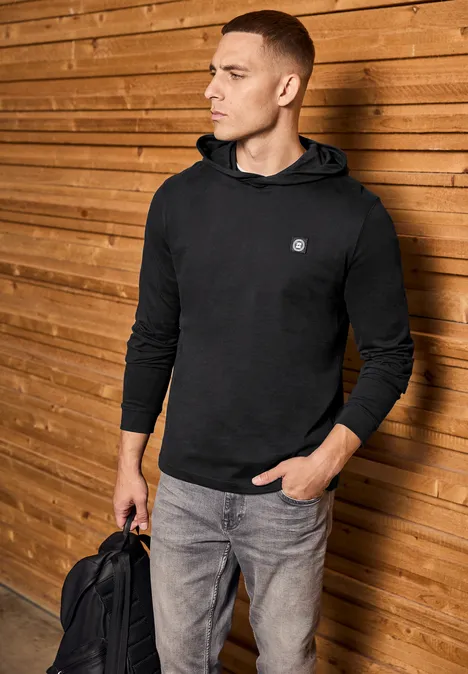 Zacht shirt met capuchon basic black
