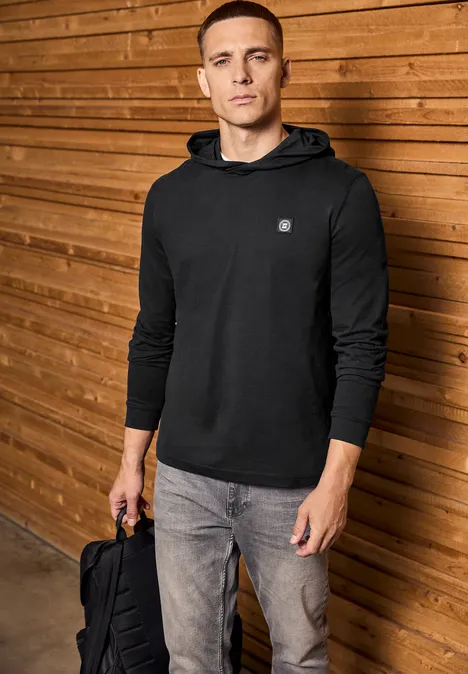 Zacht shirt met capuchon basic black
