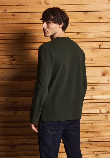Ottomaans shirt met lange mouwen dark olive green