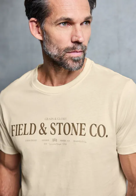 Softes T-Shirt mit Wording arctic beige