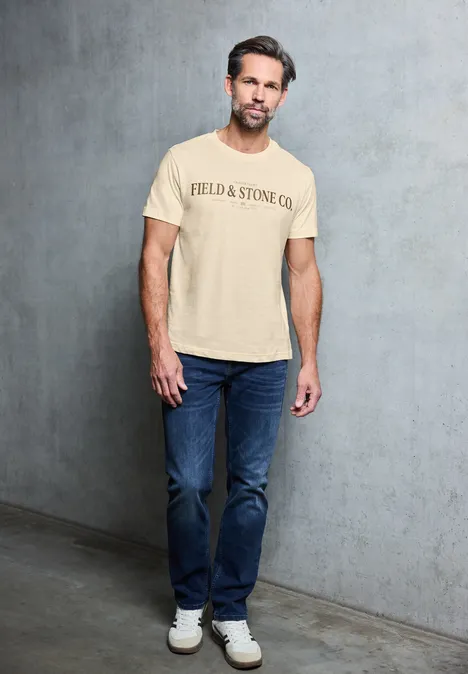 Softes T-Shirt mit Wording arctic beige