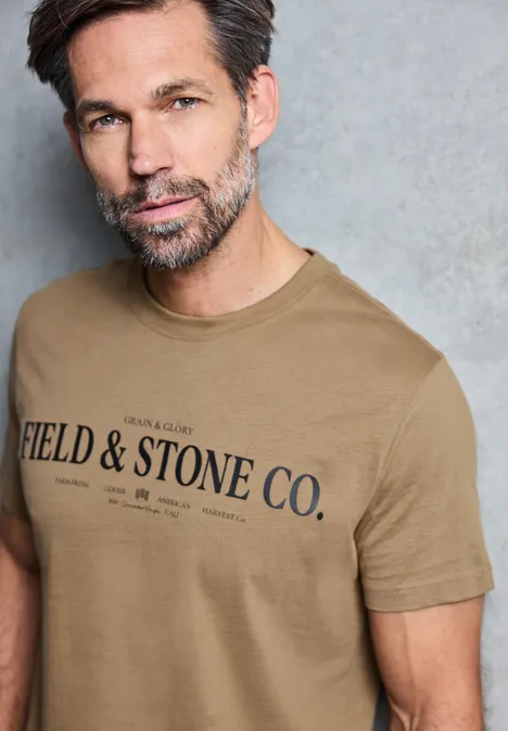 Softes T-Shirt mit Wording barista brown