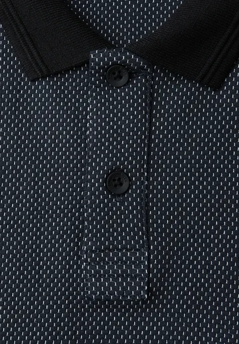 Gestructureerde polo met lange mouwen null