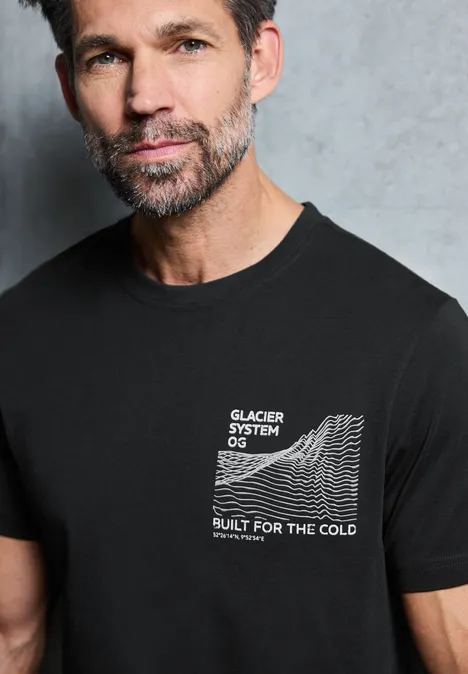 Basic Shirt met borstprint Black Basic Shirt met borstprint Black
