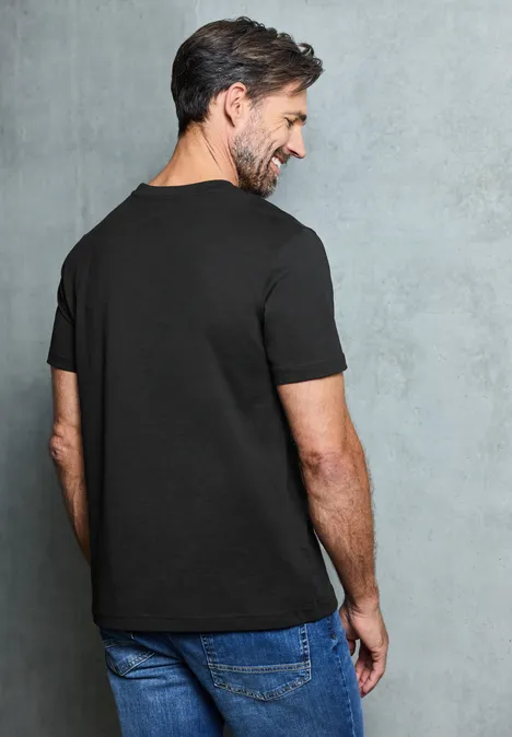 Basic Shirt met borstprint Black Basic Shirt met borstprint Black