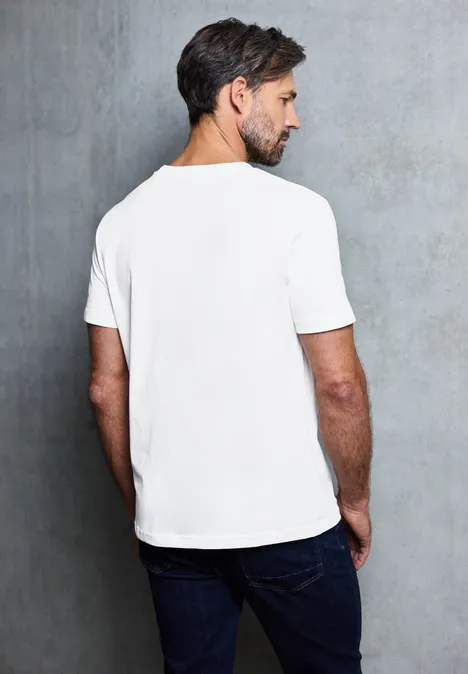 Basic Shirt met borstprint bright white Basic Shirt met borstprint bright white