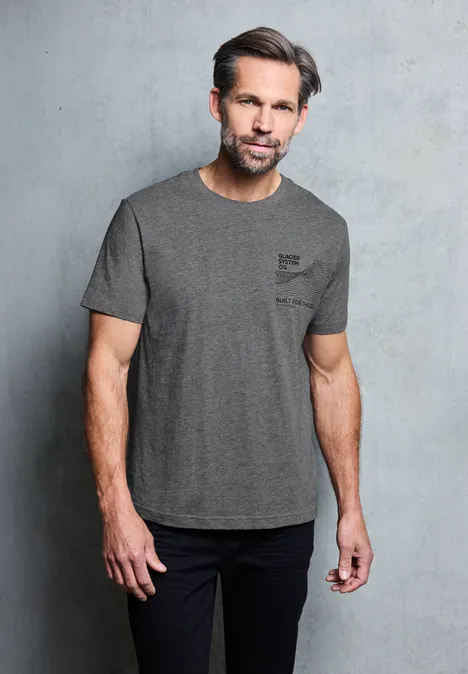 Basic T-Shirt mit Chestprint metal grey melange