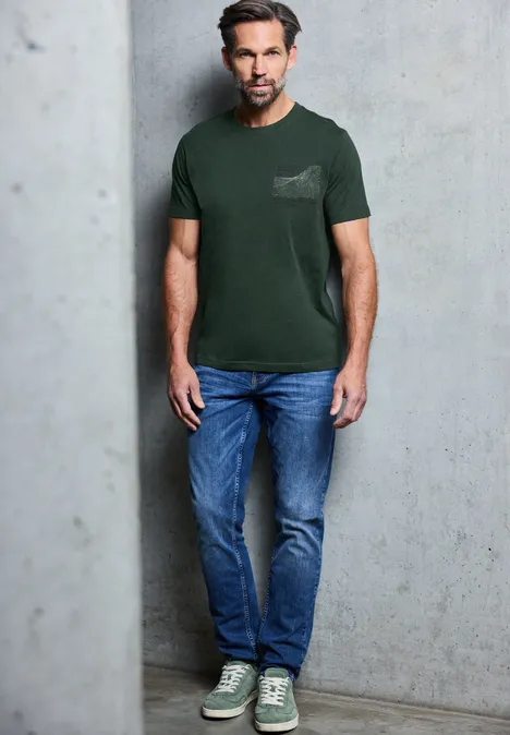 Basic Shirt met borstprint null Basic Shirt met borstprint null