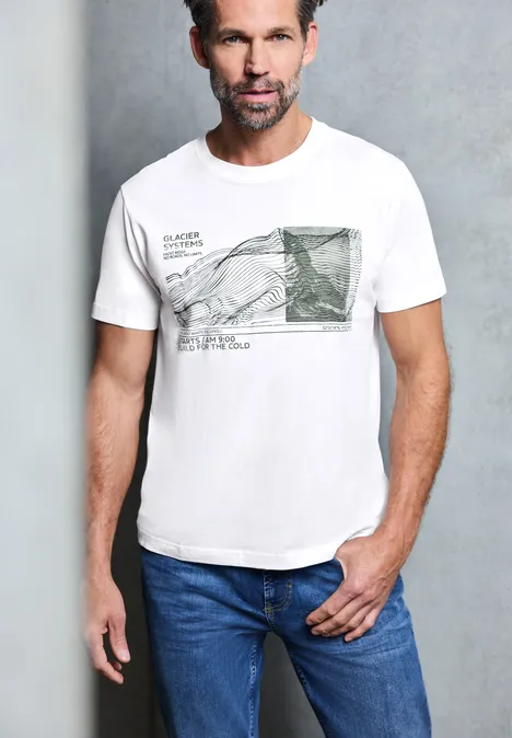 Basic Shirt met print aan de voorkant bright white Basic Shirt met print aan de voorkant bright white