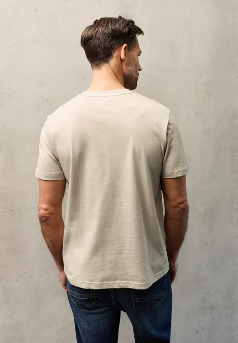 Shirt met borstzak granite beige