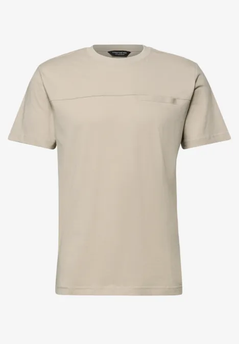 Shirt met borstzak granite beige