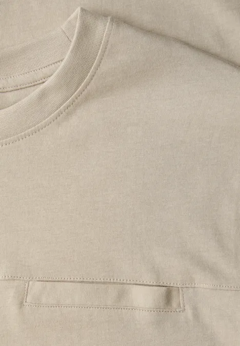 Shirt met borstzak granite beige