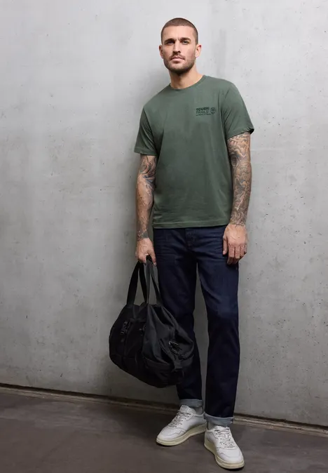 Melange-Look T-Shirt timeless green