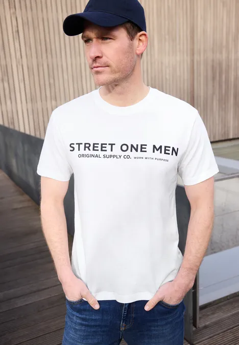 Shirt met logo-opdruk bright white