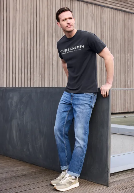 T-Shirt mit Logo-Print dark ink blue