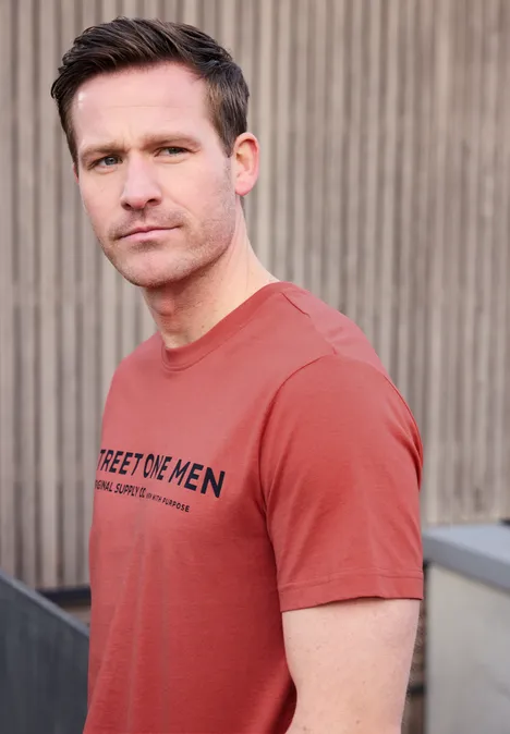 T-Shirt mit Logo-Print dull coral