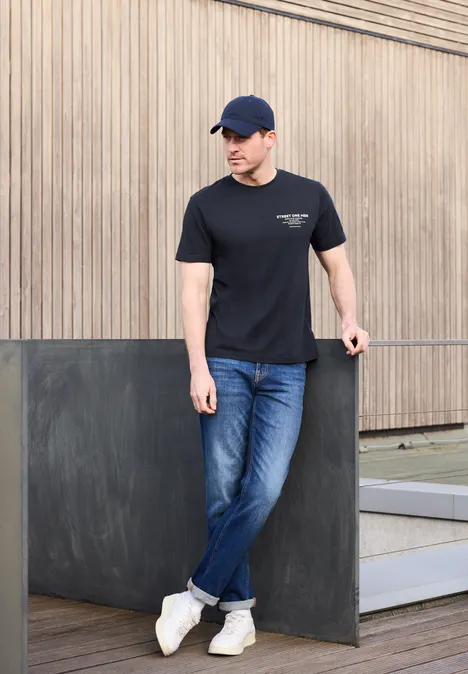 Shirt met logo-opdruk dark ink blue