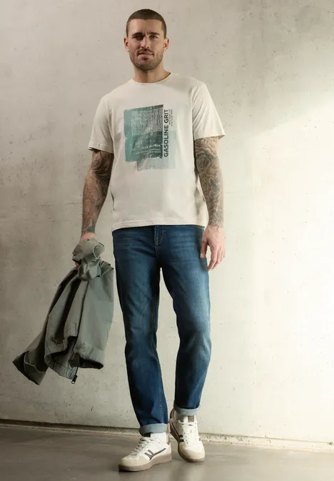 T-Shirt mit Frontprint white sand