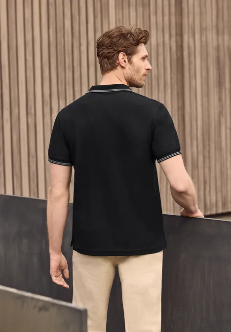 Kurzarm Poloshirt mit Struktur Black Kurzarm Poloshirt mit Struktur Black