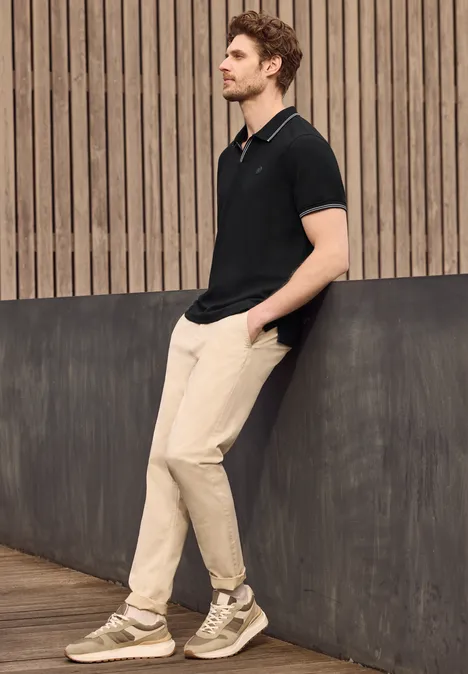 Kurzarm Poloshirt mit Struktur Black Kurzarm Poloshirt mit Struktur Black