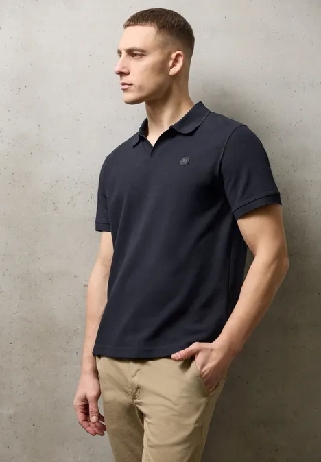 Poloshirt met structuur dark ink blue Poloshirt met structuur dark ink blue
