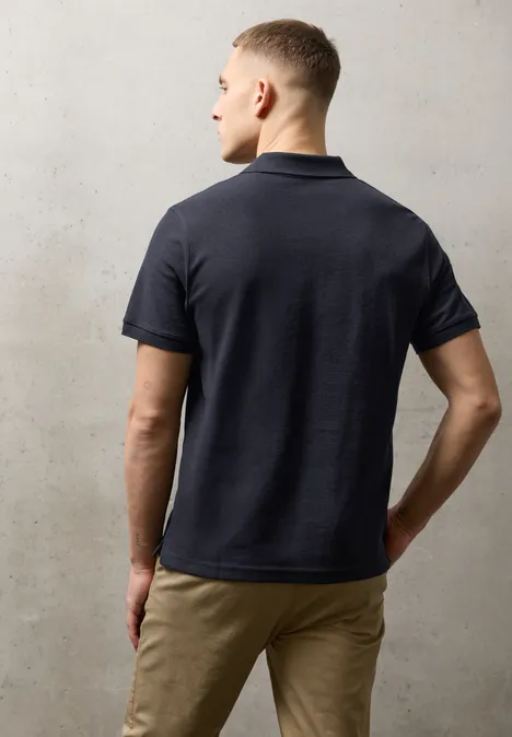 Poloshirt met structuur dark ink blue Poloshirt met structuur dark ink blue