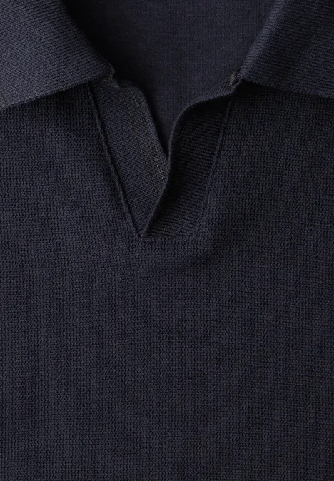 Poloshirt met structuur dark ink blue Poloshirt met structuur dark ink blue