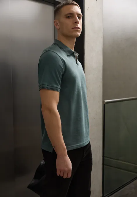 Poloshirt met structuur sea green Poloshirt met structuur sea green