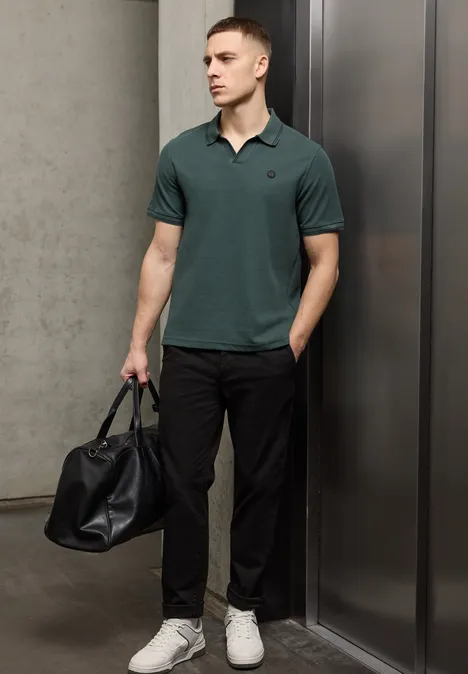 Poloshirt met structuur sea green Poloshirt met structuur sea green