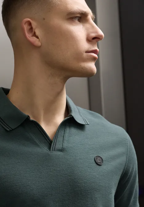 Poloshirt met structuur sea green Poloshirt met structuur sea green