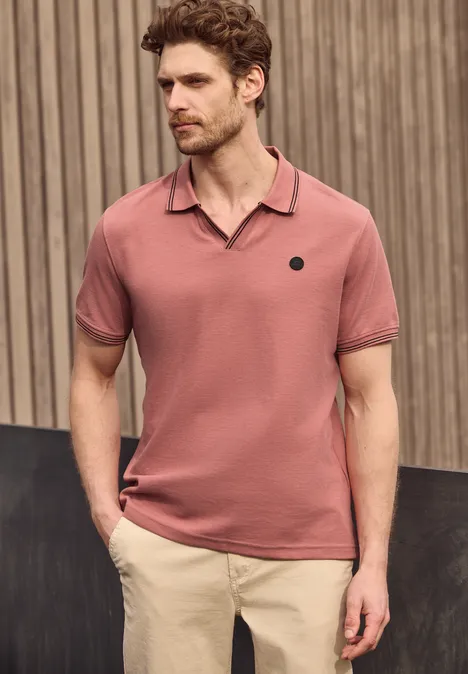 Kurzarm Poloshirt mit Struktur sunrise red Kurzarm Poloshirt mit Struktur sunrise red