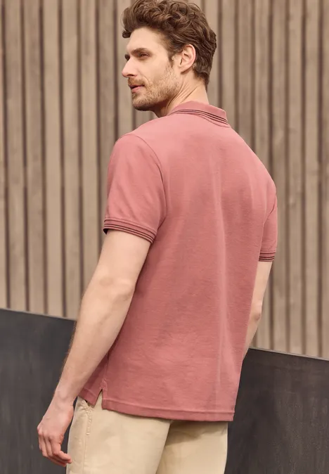 Kurzarm Poloshirt mit Struktur sunrise red Kurzarm Poloshirt mit Struktur sunrise red