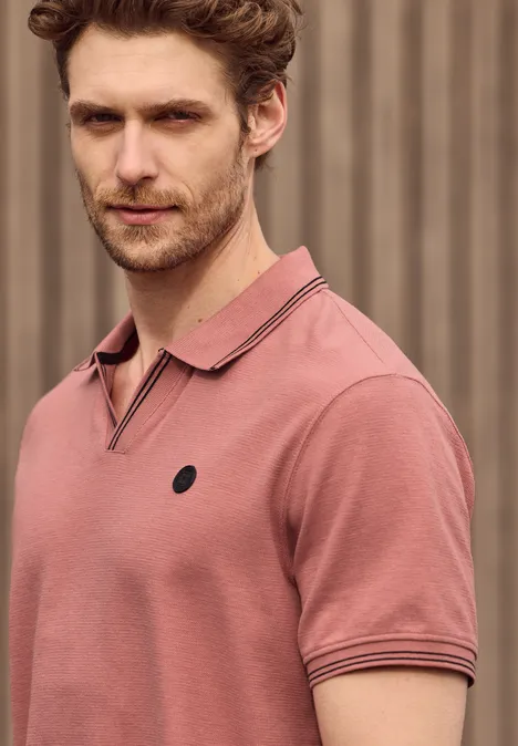 Kurzarm Poloshirt mit Struktur sunrise red Kurzarm Poloshirt mit Struktur sunrise red