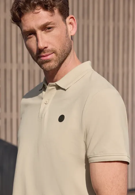 Kurzarm Poloshirt in Stretchqualität raw beige