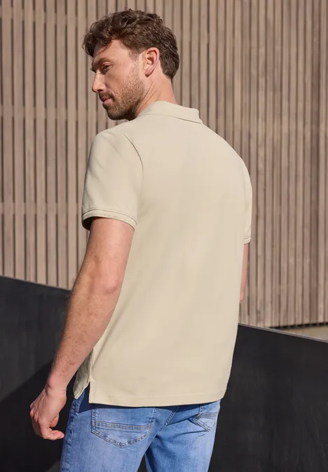 Kurzarm Poloshirt in Stretchqualität raw beige