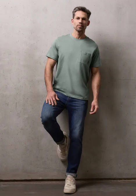 T-Shirt mit Brusttasche dusty mint T-Shirt mit Brusttasche dusty mint