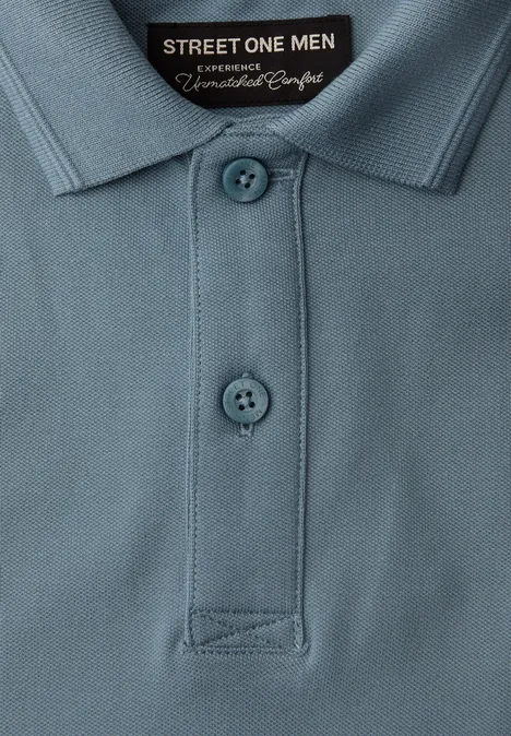 Basic Komfort-Poloshirt lake blue