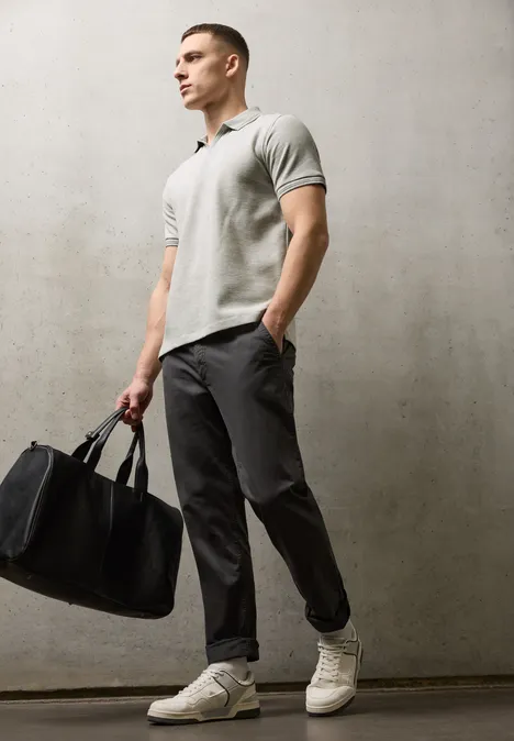 Poloshirt in effen kleur white sand