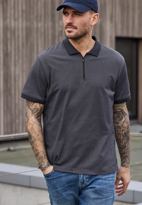 Polo à manches courtes avec détails de fermeture éclair dark ink blue Polo à manches courtes avec détails de fermeture éclair dark ink blue