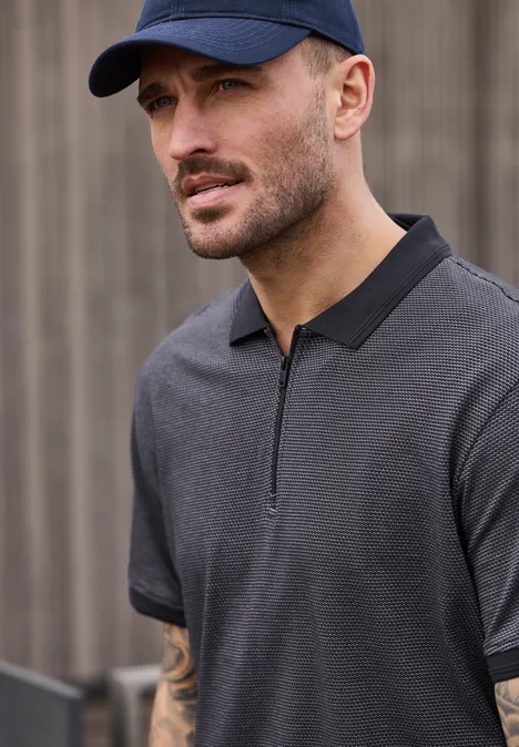 Polo à manches courtes avec détails de fermeture éclair dark ink blue Polo à manches courtes avec détails de fermeture éclair dark ink blue
