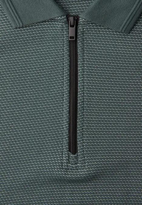 Kurzarm Poloshirt mit Zipperdetail sea green