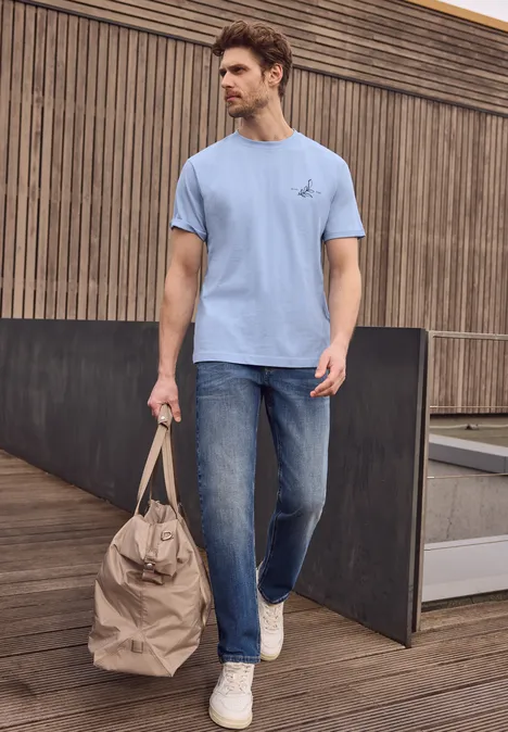 T-Shirt mit Rundhals und Backprint beach blue T-Shirt mit Rundhals und Backprint beach blue