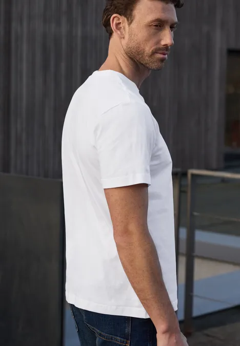 T-shirt à col rond avec chestprint bright white