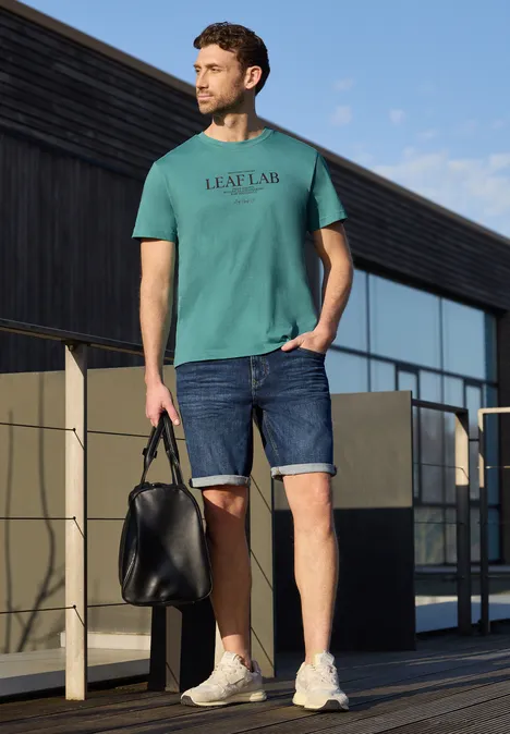 T-shirt à col rond avec chestprint caribbean green