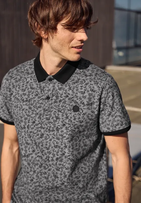 Oxford poloshirt met korte mouwen en print Black Oxford poloshirt met korte mouwen en print Black
