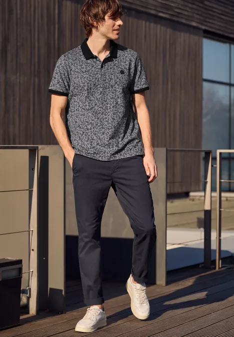 Oxford poloshirt met korte mouwen en print Black Oxford poloshirt met korte mouwen en print Black