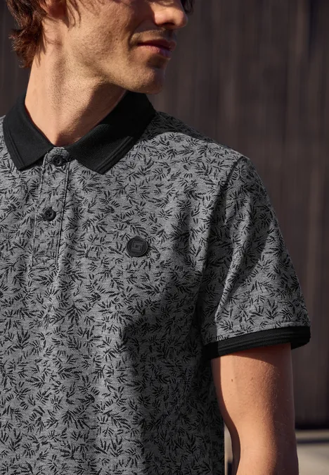 Oxford poloshirt met korte mouwen en print Black Oxford poloshirt met korte mouwen en print Black