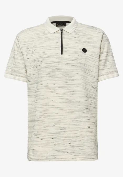 Poloshirt met korte mouwen in space-dye look bright white Poloshirt met korte mouwen in space-dye look bright white